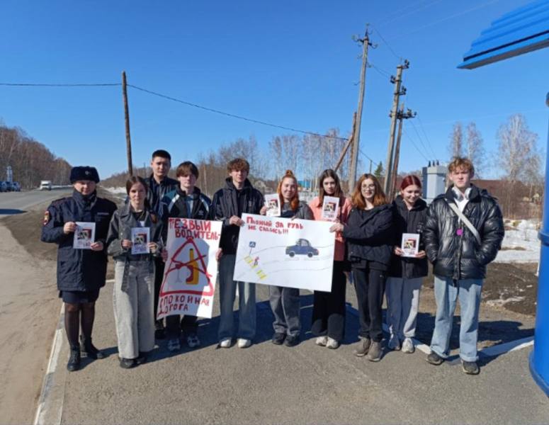 В Томской области полицейские совместно со студентами организовали профилактическую акцию по безопасности дорожного движения