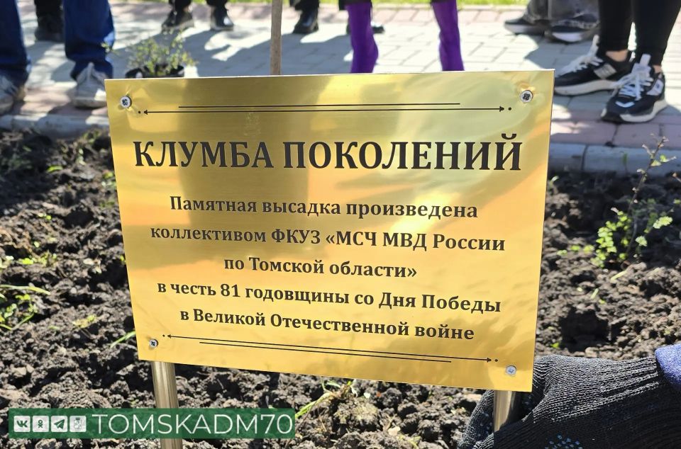 Медики МВД высадили калину и курильский чай в сквере 166-й Гв. Дивизии