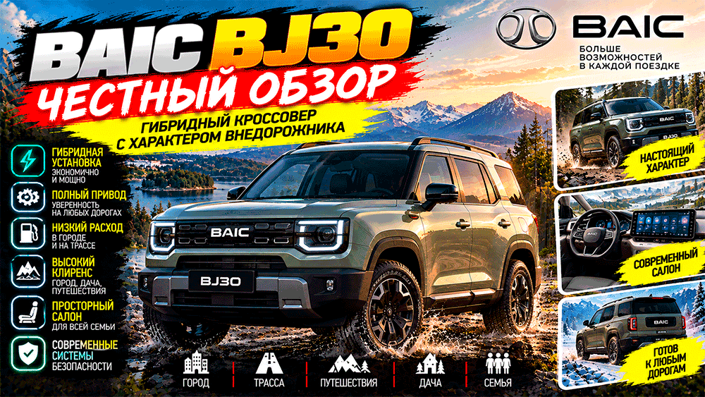 BAIC BJ30: брутальный гибридный кроссовер — чем он привлекает и что важно проверить перед покупкой